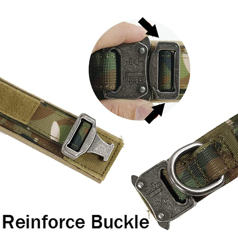 Xqpetlihai Tactical Dog Collar and Leash Set Adjustable Military Nylon Dog Collar with Control Handle and Heavy Duty Metal Buckle for Large Dogs（Camo L Large (Pack of 1) Camo SET(collar+leash) - PawsPlanet Australia