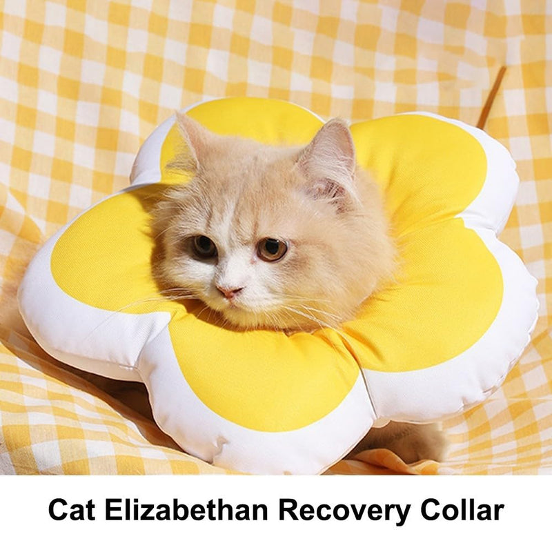 Cat Recovery Collar, Cute Waterproof Cat Neck Collar Anti Licking Elizabethan Collar for Cat Dog Surgery Bathing Trimming Yellow 11cm-23cm/4.3"-9.0" - PawsPlanet Australia