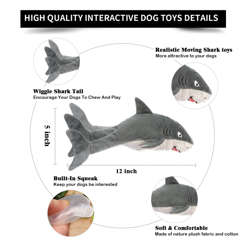 Interactive Dog Toys,Flopping Fish Dog Toys for Large/Medium/Small Dogs,Squeaky Plush Dog/Puppy Toys,Touch Activated Interactive Shark Dog Toy - PawsPlanet Australia