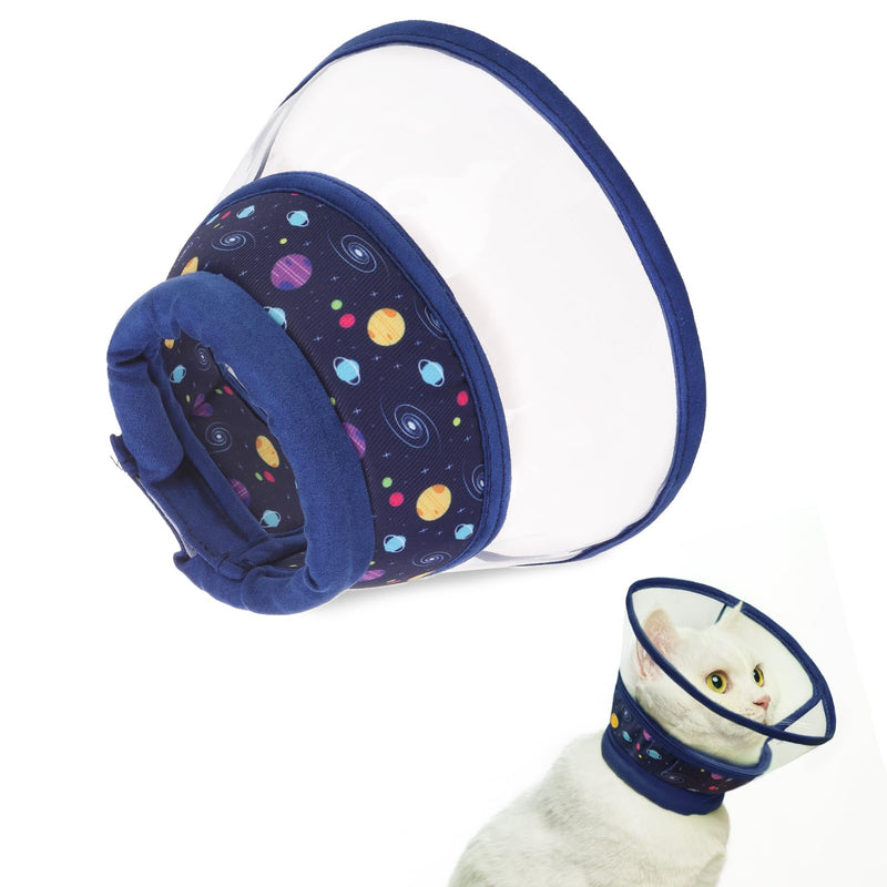 PUPTECK Cat Cone Collar Soft for Neck, Pet Recovery Collar to Stop Licking After Surgery, Adjustable Elizabethan Pet Collar for Small Medium Cats Kittens, NavyBlue M "M (Neck Girth 8.5-11.5in, within 11lbs)"