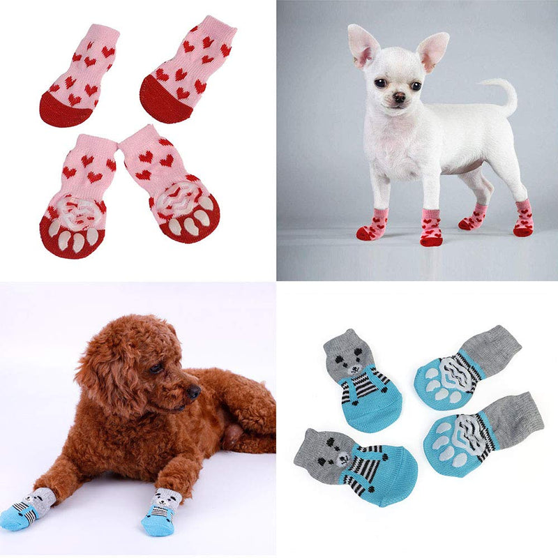 4 Pairs Anti-Slip Dog Socks&Cat Socks with Rubber Reinforcement, Pet Paw Protector for Hardwood Floors Indoor Wear S - PawsPlanet Australia