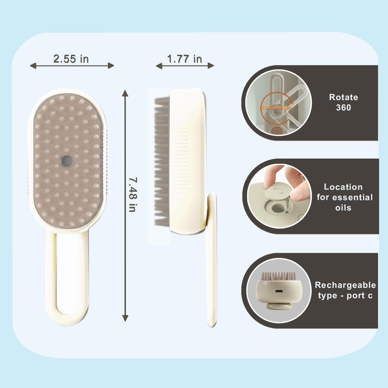 Steamy Cat Brush - 3 In 1 Cat Steamy Brush, Cat Brush for Massage, Pet Steam Brush for Removing Tangled and Loose Hair (White) White 1-Pack - PawsPlanet Australia