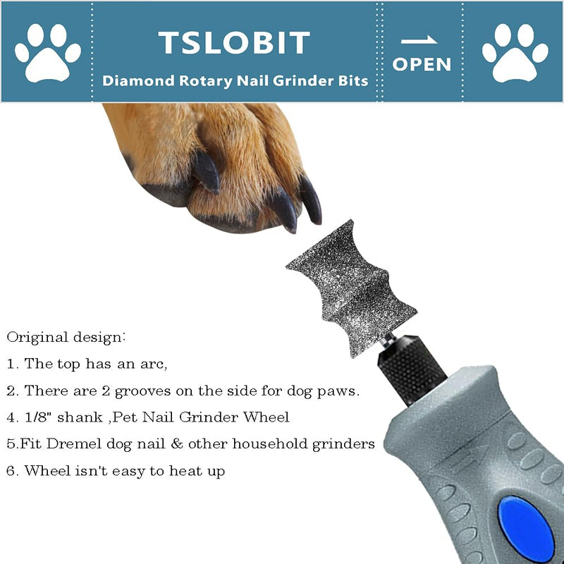 Diamond Dremel Dog Nail Grinder Attachment,1/8'' Pet Nail Grinder Wheel for Dremel Dog Nail Grinder, Diamond Rotory Bit for Dogs&Pets Nail Care,2-Pack（Large B+B） - PawsPlanet Australia