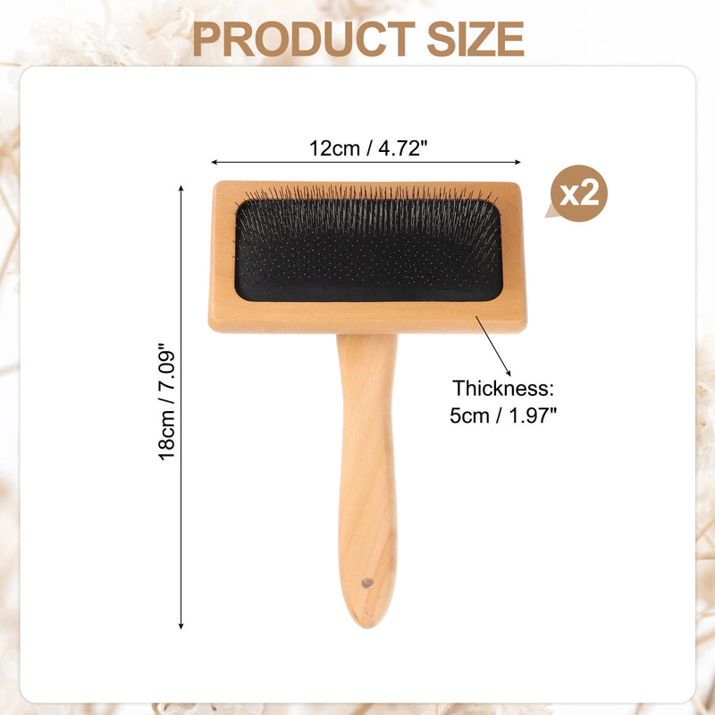 sourcing map 2 Pcs Wool Carder, Hand Carding Brush 2 Large Wooden Pet Grooming Tool for Needle Felting Pet Grooming Weaving Craft Supplies, Black, Wood Color