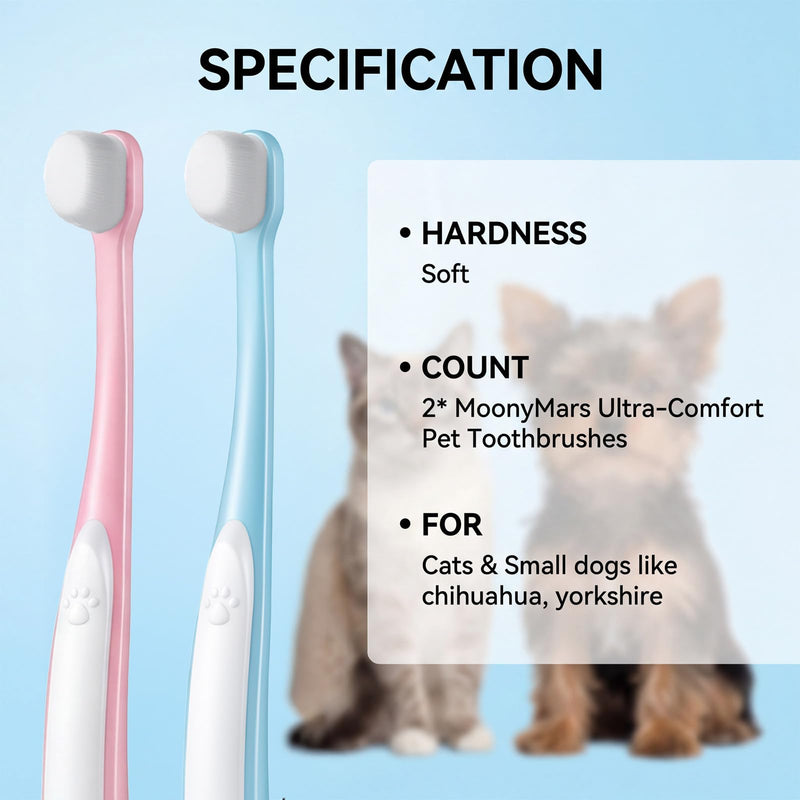 2 Pcs Puppy Toothbrush, Ultra Soft Mini Head Toothbrush for Small Dogs & Soft Dog Toothbrushes, Deep Dental Cleaning for Puppies, Kittens & Tiny Pets (Light Blue + Pink) Light Blue + Pink