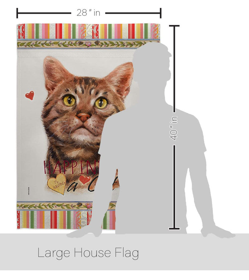 Breeze Decor American Short Hair Happiness House Flag 2 pcs Pack Cat Kitten Meow Spoiled Paw Fur Pet Nature Farm Animal Creature Banner Small Garden Yard Gift Double-Sided, Made in USA - PawsPlanet Australia