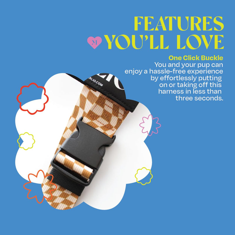 Marlio Adjustable Dog Harness - Stop Pulling, No Choke, Ensure Comfort, and Style with Easy-On, Unique Prints and Matching Leashes Available - Large, Blue/Yellow Swirl - PawsPlanet Australia