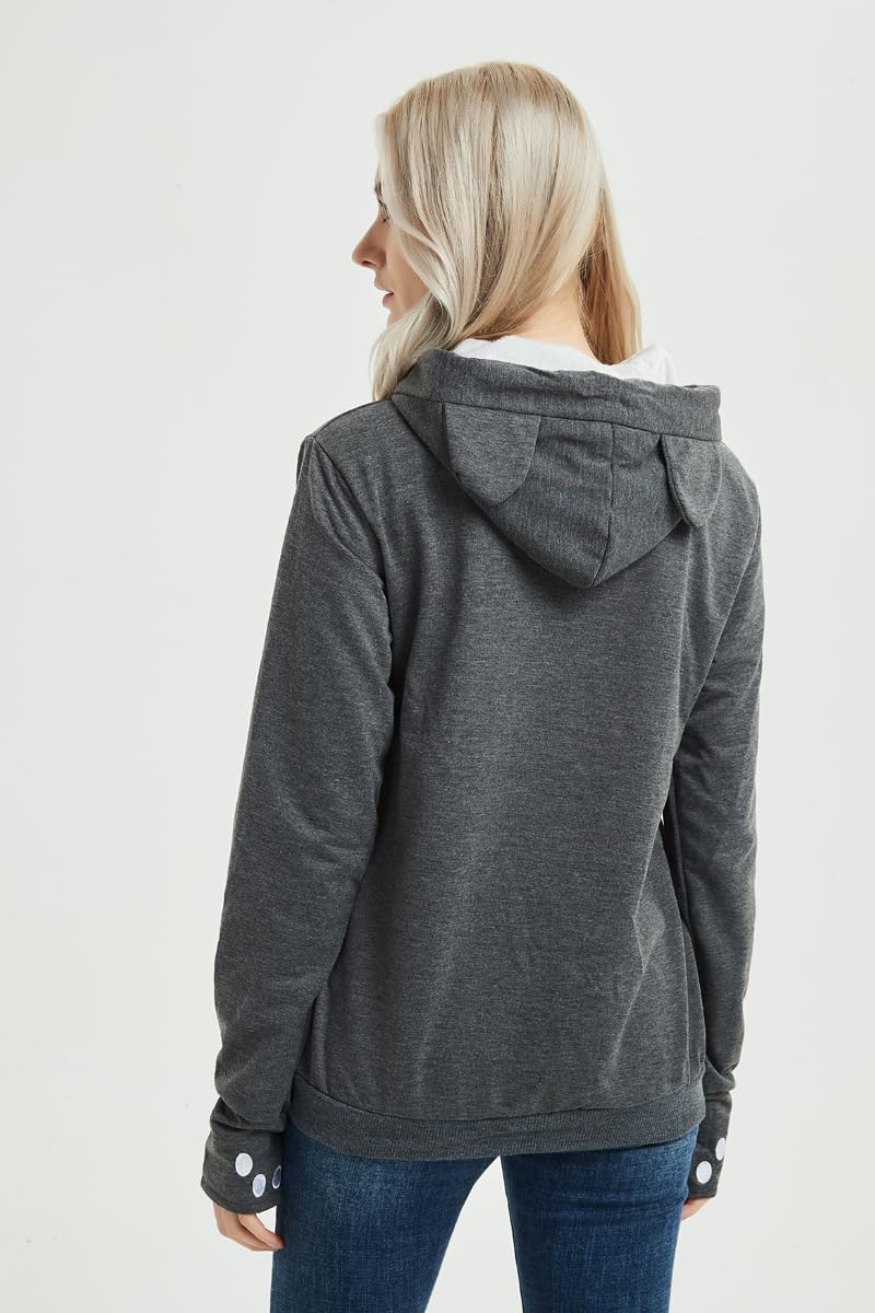 Cat Hoodie Pouch Kitten Puppy Carrier Hood Sweatshirt Pet Pocket Holder Top Small Dark Grey - PawsPlanet Australia