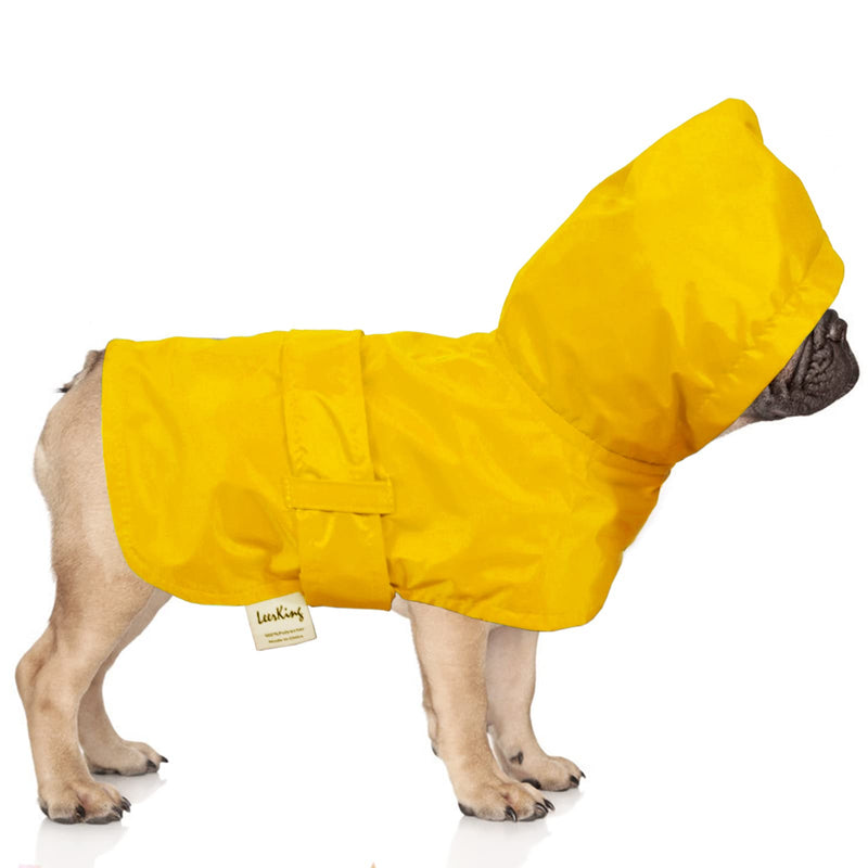 LeerKing Dog Raincoat Hooded Leash Hole 10 sizes, Waterproof Double Layer Dog rain coat Jacket with Cotton Lining for Small Medium and Large Dog,Yellow,M Yellow