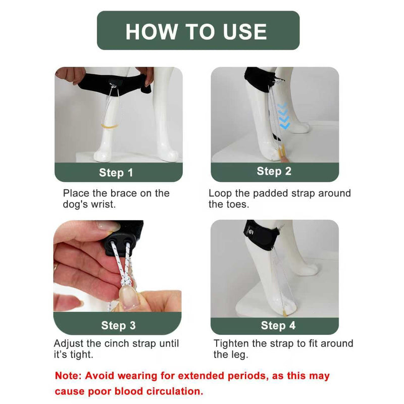 Dog Rear Leg Support Brace for Foot Drop, Canine Knuckling Prevention, Toe Dragging Assistance L