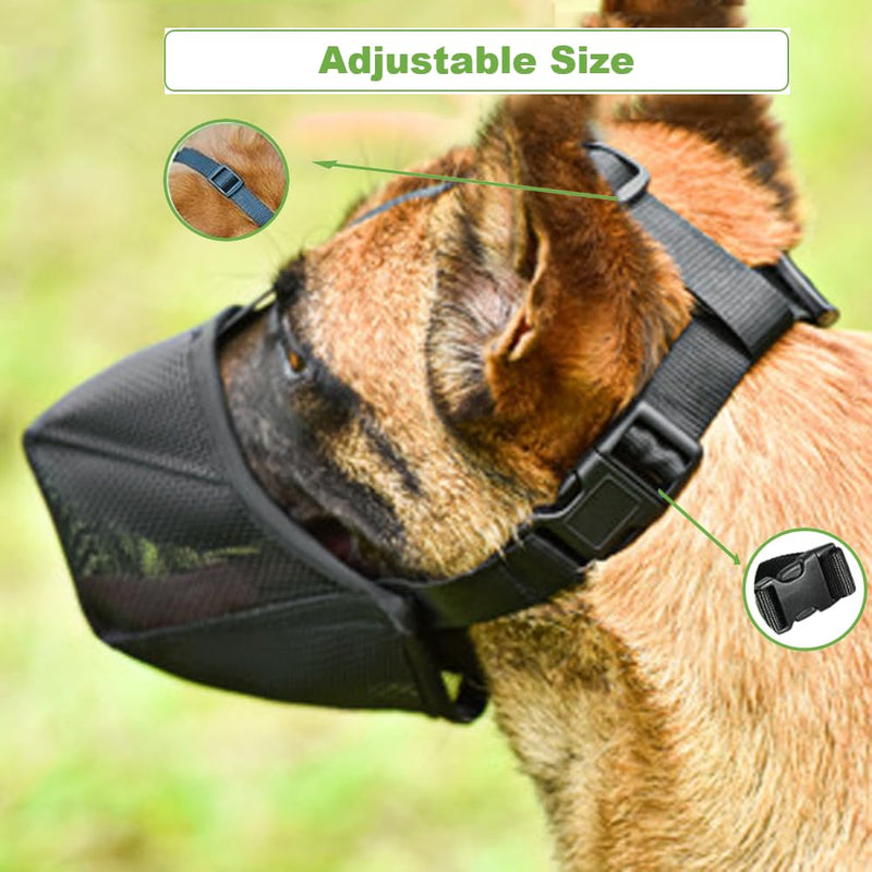 Dog Muzzle, Mesh Soft Muzzle for Small Medium Large Dogs, Dog Mouth Guard, Adjustable Muzzles for Scavenging Biting Licking and Chewing, Allows Panting and Drinking(M) - PawsPlanet Australia