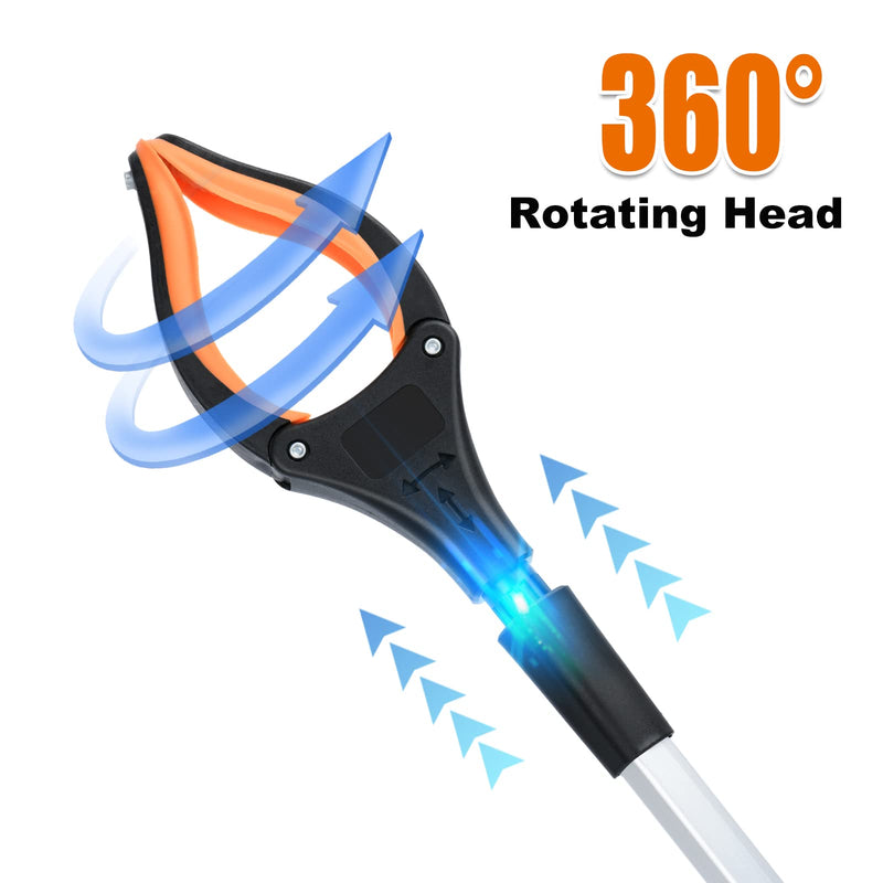 2-Pack Grabber Reacher Tool,32 Inch Extra Long Foldable Pick Up Stick with Strong Grip Magnetic,360°Rotating Anti-Slip Jaw,Trash Claw Grabber Tool,Trash Picker Tool for Outdoor & Indoor (Orange) Orange - PawsPlanet Australia
