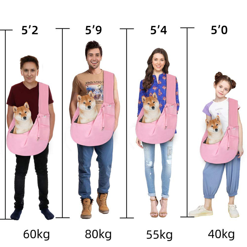 FDJASGY Small Pet Sling Carrier-Hands Free Reversible Pet Papoose Bag Tote Bag with a Pocket Safety Belt Dog Cat for Outdoor Travel Pink - PawsPlanet Australia