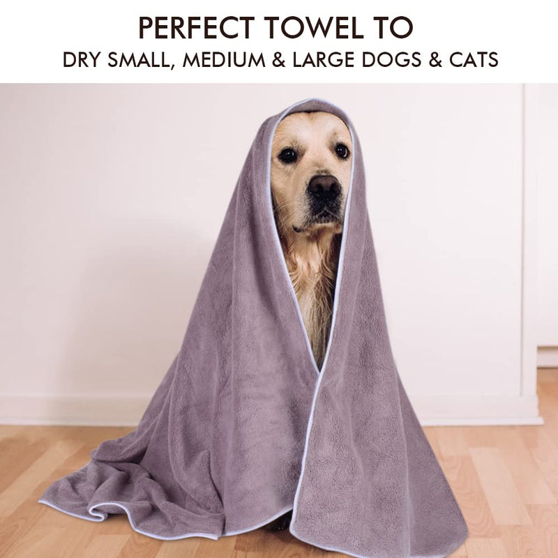 KinHwa Dog Towel Super Absorbent Pet Bath Towel Microfiber Dog Drying Towel for Small, Medium, Large Dogs and Cats 30inch x 50inch Purple 30inchx50inch - PawsPlanet Australia