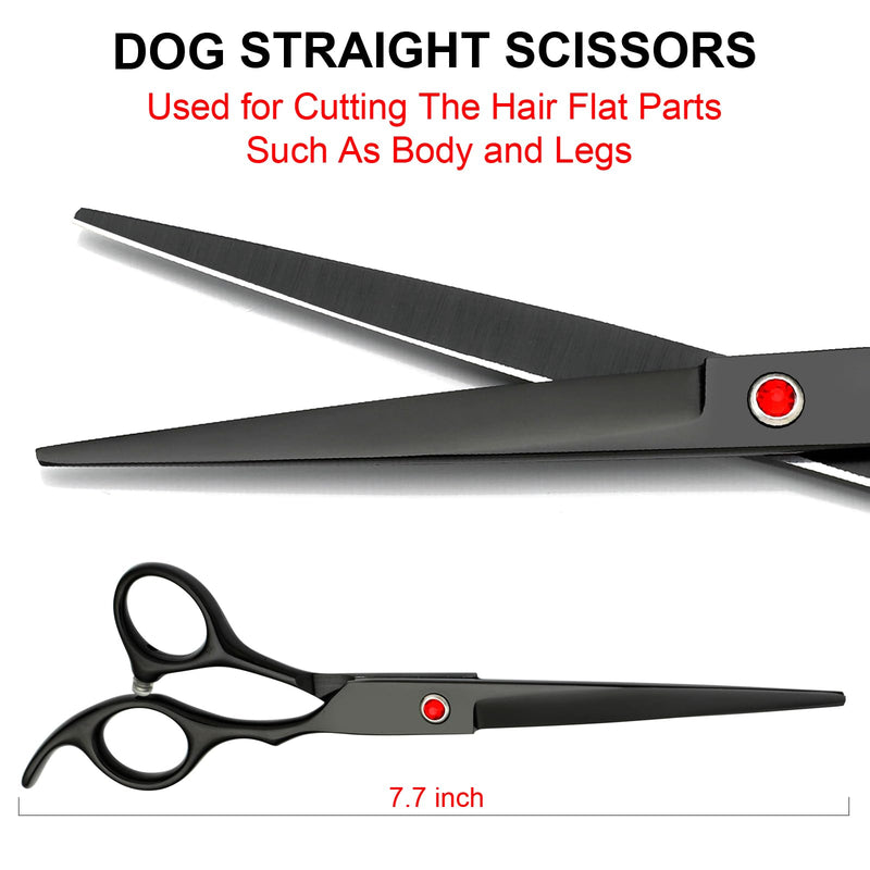 Professional Dog Grooming Scissors Kit Black 6 in 1, Dog Shears for Grooming 6CR Premium Stainless Steel Grooming Scissors Kit for Dogs Cat Pet Professional Black 6 in 1 - PawsPlanet Australia
