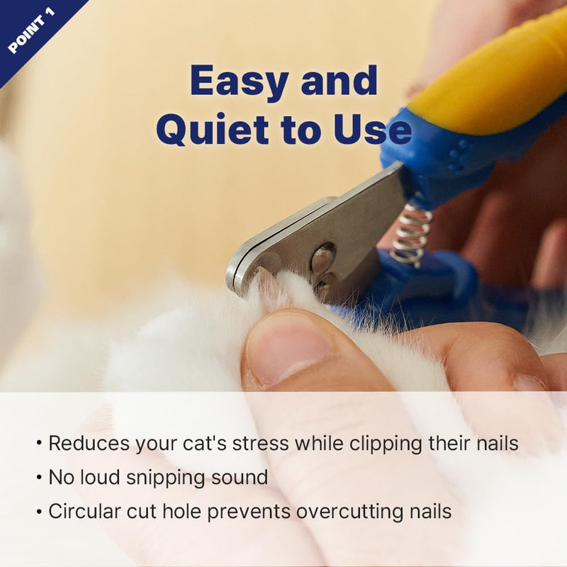 [PETHROOM] Cat Nail Clipper Trimmer for Indoor Cats with Circular Cut Hole (2mm) | Premium Sturdy Stainless Steel Blade Cat Claw | Safe, Easy, Accurate, Quiet & Fast | Avoid Overcutting - PawsPlanet Australia