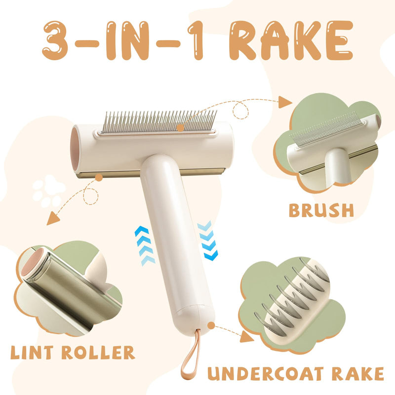 3-in-1 Cat Brushes for indoor Cats, Multifunctional Slicker Brush, Pet Brush for Shedding