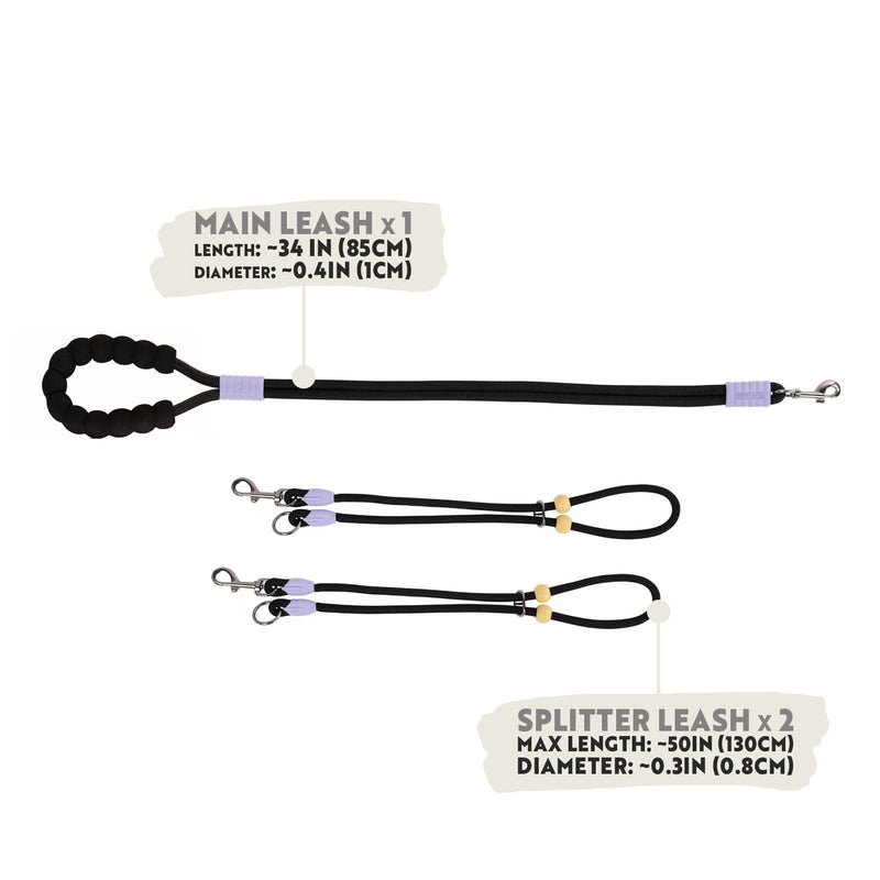 Hands Free Dog Leash for 2 Dogs, Small and Medium Breed Fit, Double Dog Leash with Adjustable Length Split Leads and Padded Handles, Crossbody or Waist Wear Cosmo Two Dogs - PawsPlanet Australia