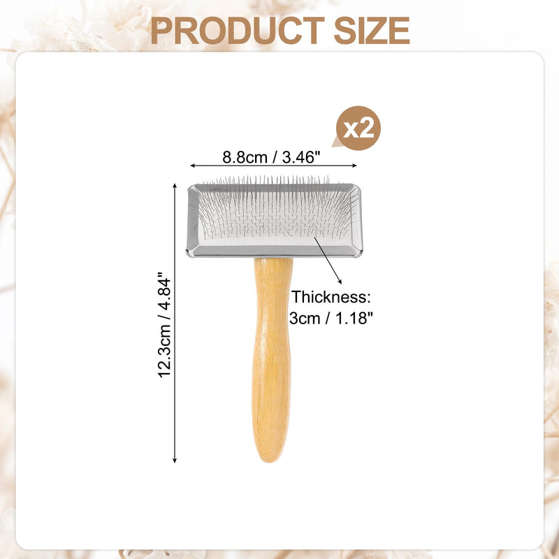 sourcing map 2 Pcs Wool Carder, Hand Carding Brush 2 Medium Wooden Pet Grooming Tool for Needle Felting Pet Grooming Weaving Craft Supplies, Silver, Wood Color - PawsPlanet Australia