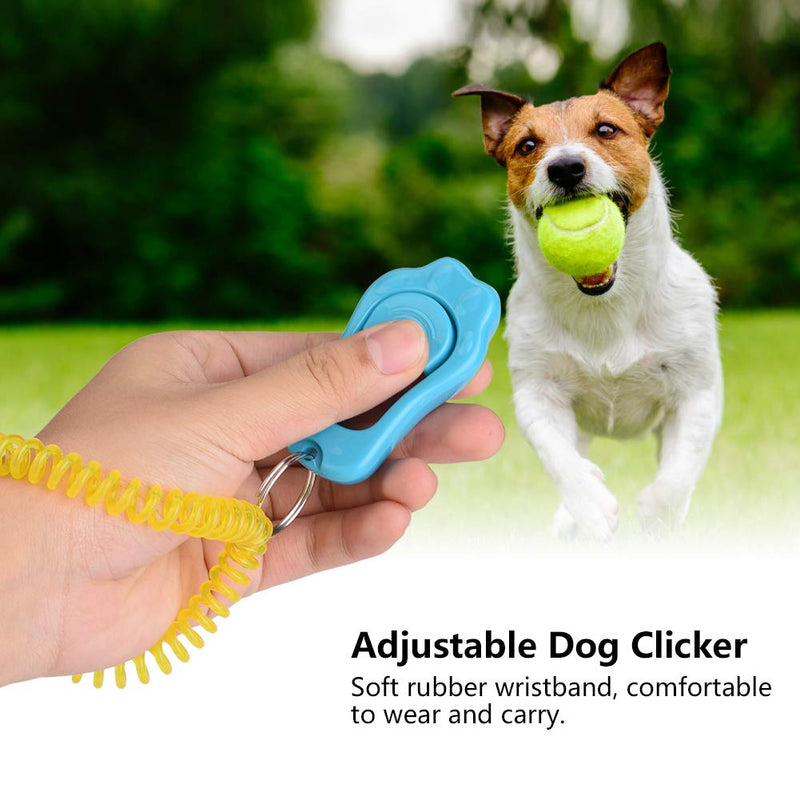 Adjustable 3 Gears Pet Dog Training Clicker Paw Shaped Pet Training Clicker Durable Lightweight with Wrist Strap for Cats Birds (Blue) Blue - PawsPlanet Australia