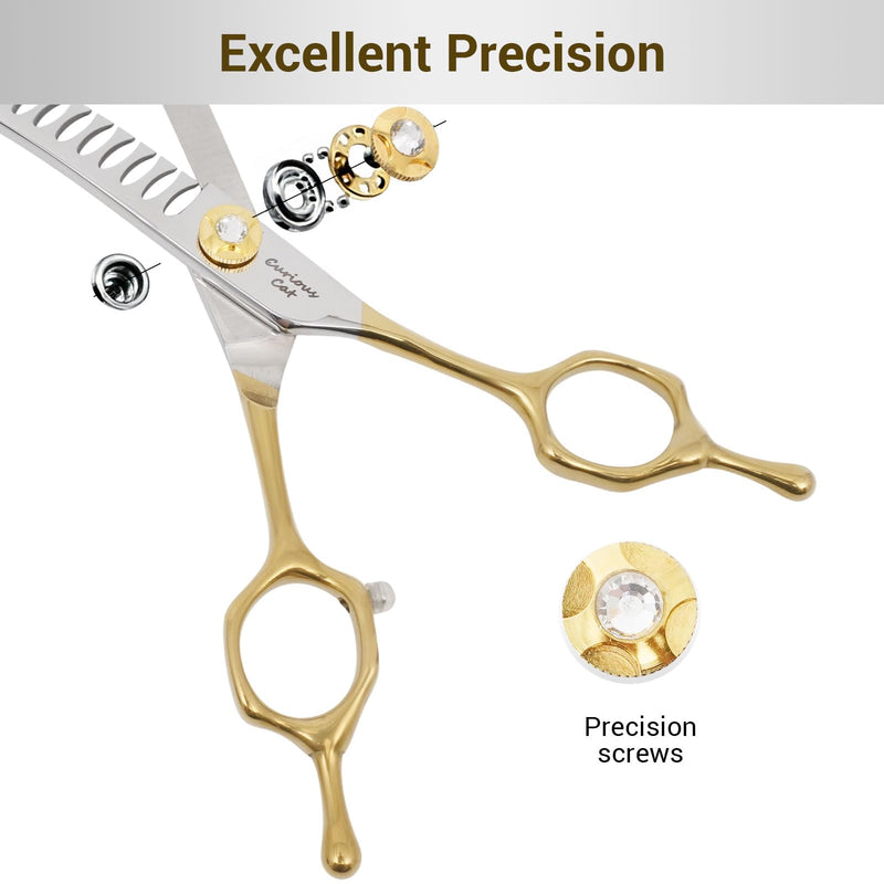 Dog Grooming Scissor,Pet Curved Chunkers Shears 7.0'' 440C Thinning Scissors for Precision Pet Hair Cutting Curved Thinning Scissors - PawsPlanet Australia