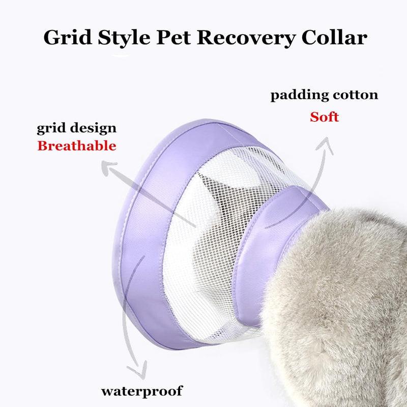 Cat Recovery Protective Cone Collar After Surgery-Soft Adjustable Waterproof Lightweight Elizabethan Collar to Prevent Cats from Touching Stitches, Wounds and Rashes (M Purple) M Purple