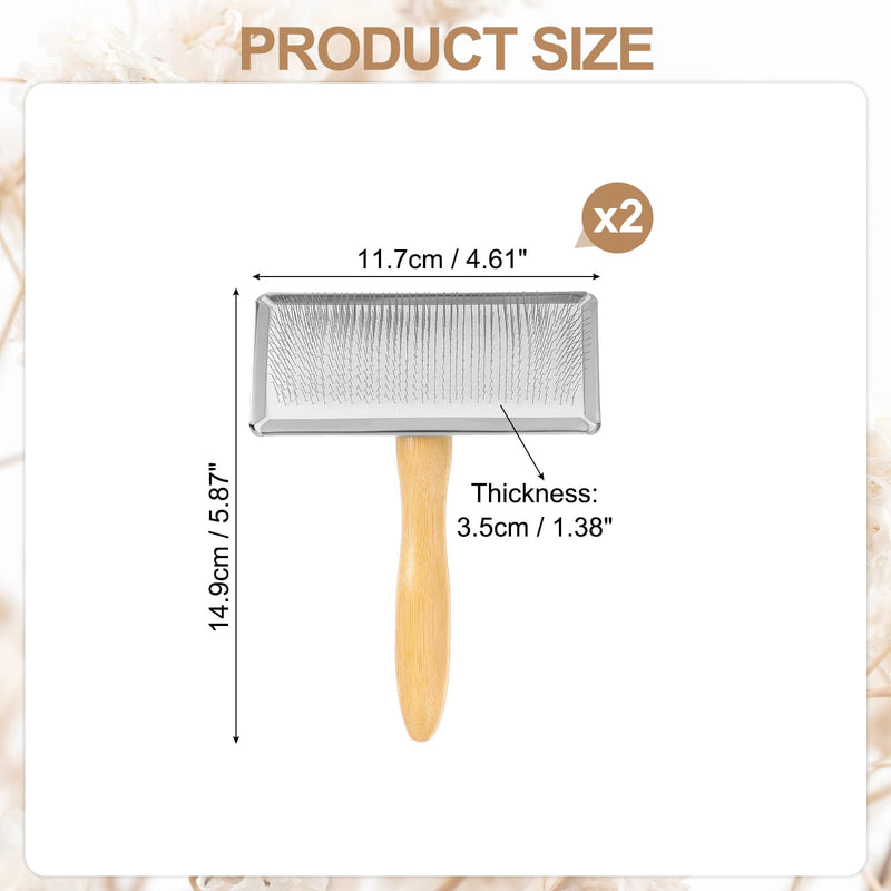 sourcing map 2 Pcs Wool Carder, Hand Carding Brush 2 Large Wooden Pet Grooming Tool for Needle Felting Pet Grooming Weaving Craft Supplies, Silver, Wood Color - PawsPlanet Australia