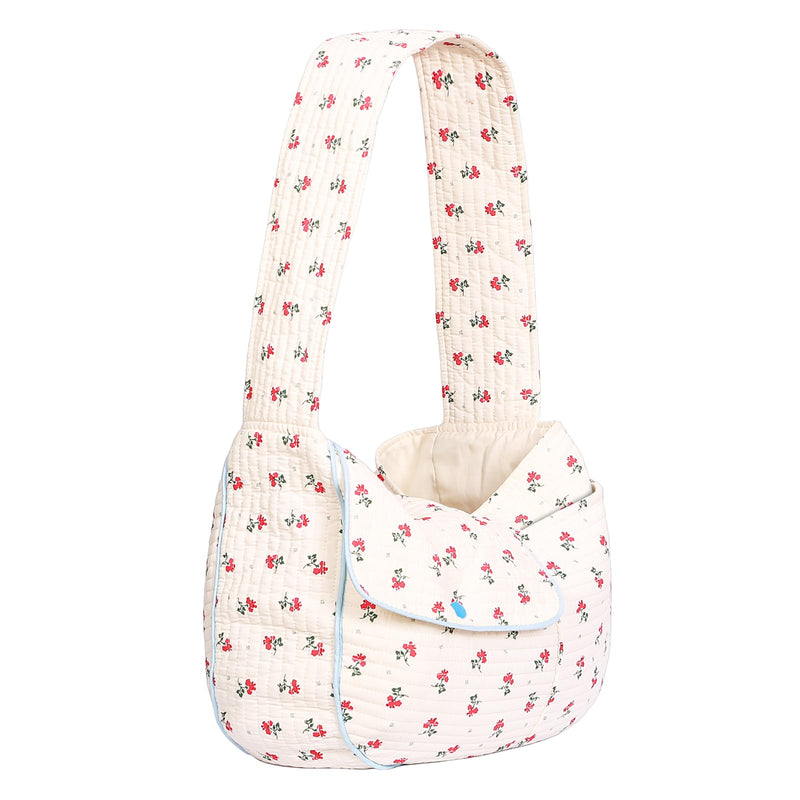 Flower Pet Sling Carrier for Small Dogs and Cats, Breathable Cotton Cats Carrier Purse?Floral Print Puppy Bag 5-10 Lbs, Hand Free Travel Chest Cat Sling, Gifts for Pet Mom Girls?White, Small White - PawsPlanet Australia