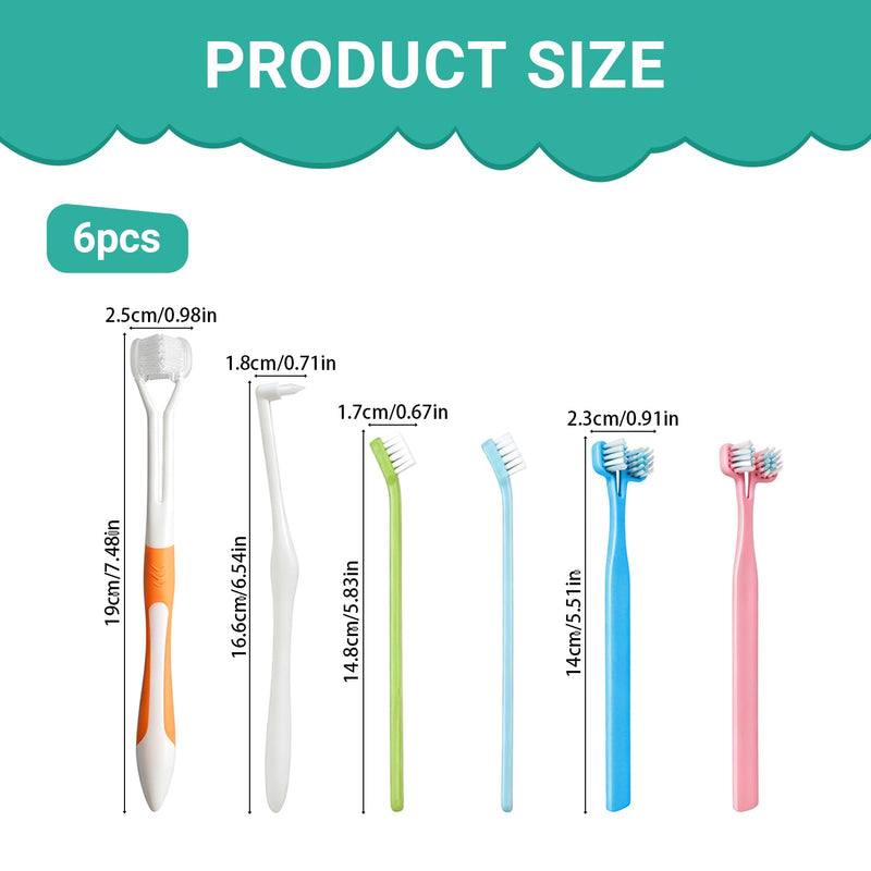 Dog Toothbrush 6PCS Set for Dogs & Cats, Dog Toothbrush, Cat Toothbrush, Dog Toothbrush, Pet Dental Care, Brushing Dog Teeth, Single Head, Double Head, Three Head Brush, Fine Toothbrush
