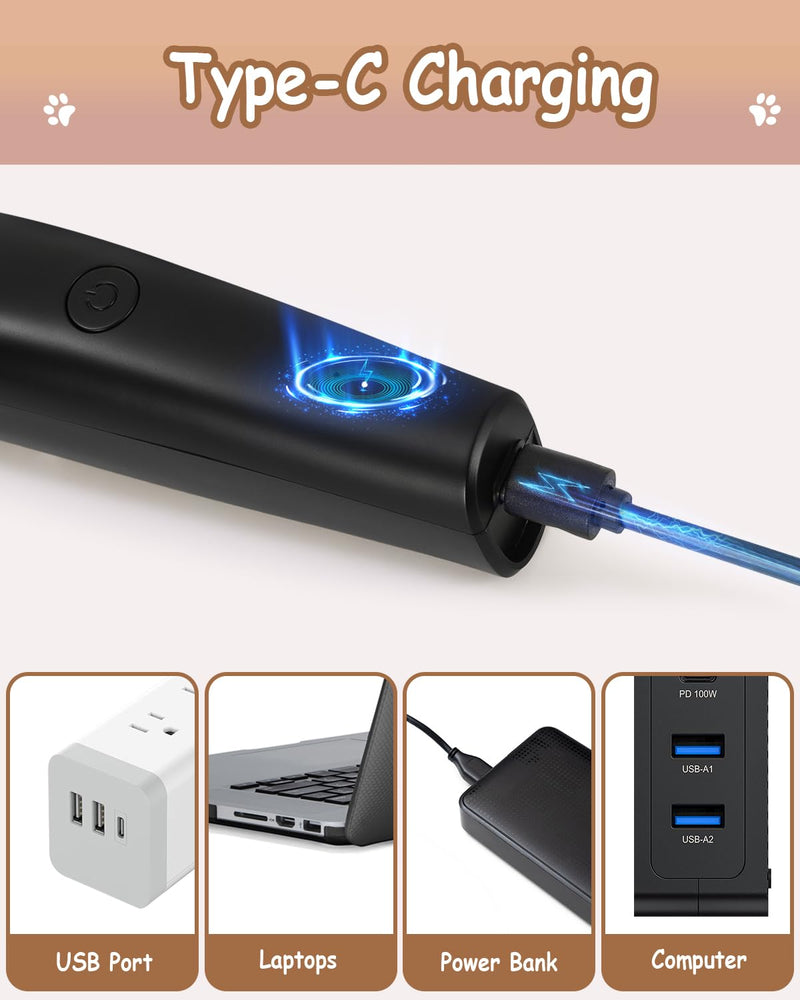 4 in 1 Dog Clippers for Grooming Paw Trimmer, USB-C Rechargeable Dog Grooming Clipper Kit Nail Ginder with Two Speeds, Cordless Pet Cat Trimmer Shavers for Thick Hairs for Poodle, Small Pets - PawsPlanet Australia