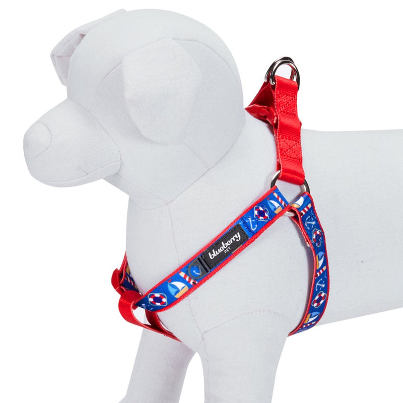 Blueberry Pet Essentials 2 Patterns Step-in Peace Bon Voyage Nautical Blue Dream Designer Dog Harness, Chest Girth 26" - 39", Large, Adjustable Harnesses for Dogs (26"-39") Chest Girth (Pack of 1) - PawsPlanet Australia