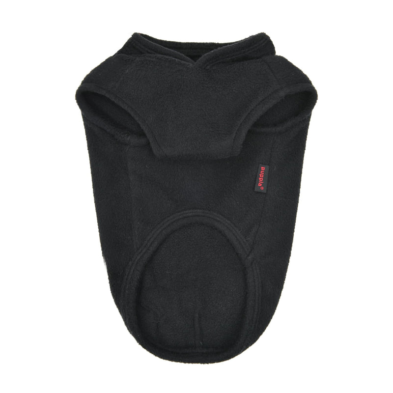 Puppia Zuko Warm Winter Hooded Polar Fleece Shirts with Integrated Harness for Small and Medium Dogs, Black, Medium - PawsPlanet Australia