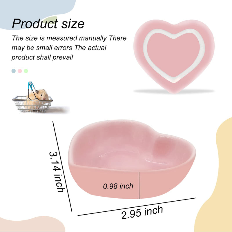 Ceramic Hamster Food Bowl, 1.2oz Durable Heart Hamster Water Dish for Hamsters/Birds/Snakes/Turtle, Easy to Wash and Prevent Tipping (Pink, 1pcs) 1pc Pink - PawsPlanet Australia