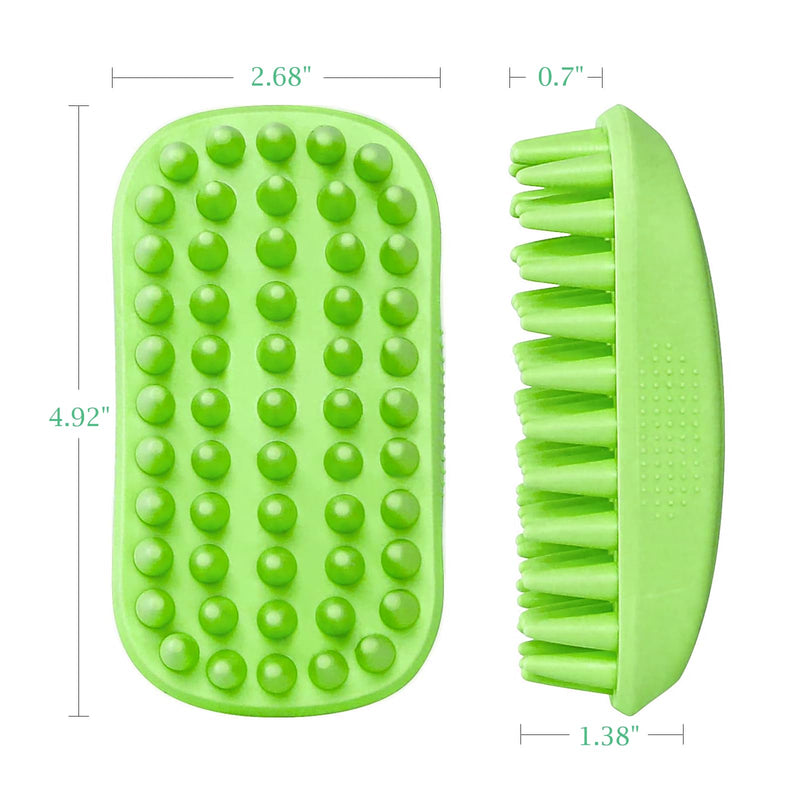 Dog Bath Brush, Pet Silicone Shampoo Brush, Rubber Shower Wash Curry Brush for Short Long Haired Dogs Cats Shedding Grooming and Massage, Pet Rubber Brush Removes Loose & Shed Fur Green - PawsPlanet Australia