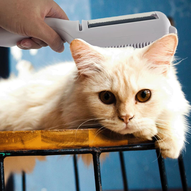 Cat Brush Pet Dry Cleaning Brush Cat Self Sticky Brush for Shedding and Grooming Long Short Hair Removal Comb with Recycling Box for Kitten Dog Rabbit Massage Roller Removes Loose Fur (White) White - PawsPlanet Australia