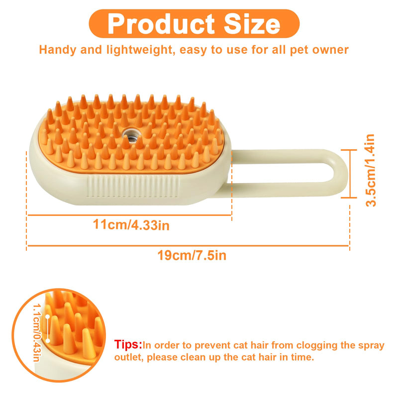 Nepfaivy Pet Steam Brush for Cat - Cat Steam Brushes for Indoor Cats Shedding, Rechargeable Steaming Brush for Dogs, Dog Mist Water Steamer, Pet Spray Hair Removal Comb for Massage Grooming KhakiFoldable - PawsPlanet Australia