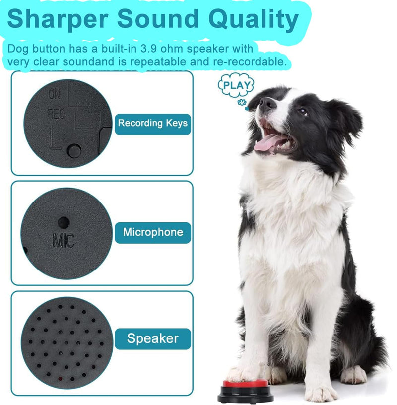 6 Pcs Dog Talking Button Set, Dog Buttons for Communication 30s Voice Recording Speaking Button Pet Speech Training Buzzers with 30 Scene Stickers and Waterproof Anti-Slip Mat for Animal Training 6 Pack - PawsPlanet Australia