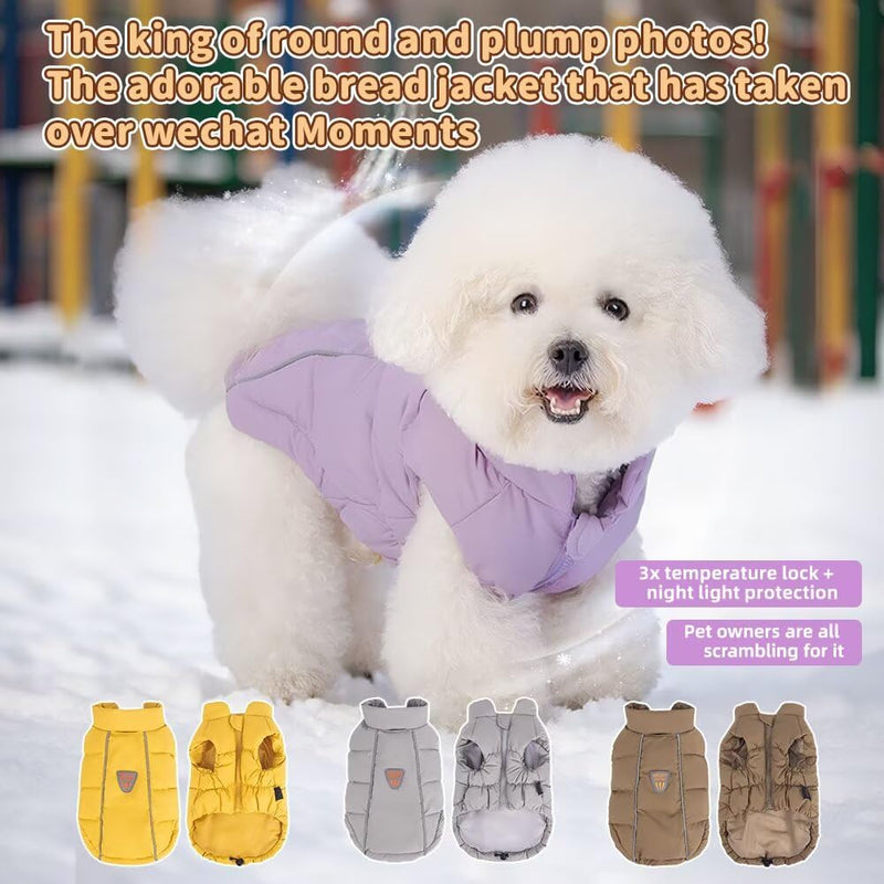 Pet Winter Vest Waterproof Windproof Stand Collar Elastic Belly Warm Puffer Jacket with Reflective Stripes, Sleeveless Design for Small Dogs Cats Purple Large - PawsPlanet Australia