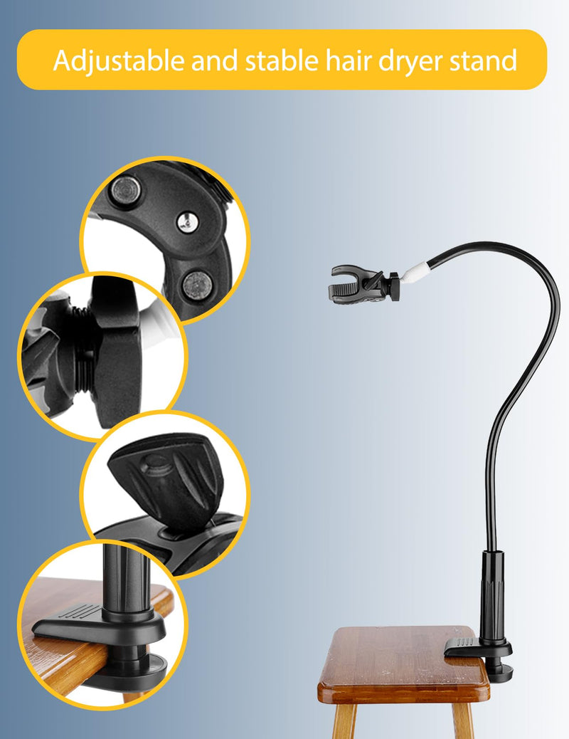 Dog Hair Dryer Holder, Convenient Stable, Hands Free hair dryer stand, 360 Degree Rotating, Adjustable Hair Dryer Clamp Mount for Dog Cat Grooming Table Countertop - PawsPlanet Australia