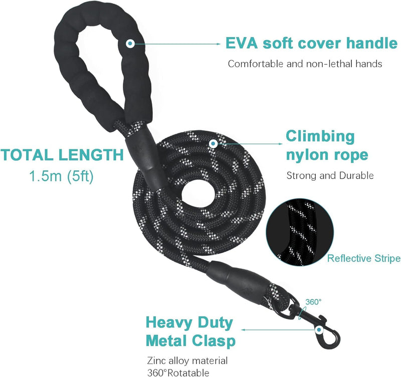 No Pull Dog Harness for Medium Dog with Dog Leash Adjustable Reflective Pet Vest with Front Clip Padded Harness and Lead Set Black M Black Harness+Leash - PawsPlanet Australia