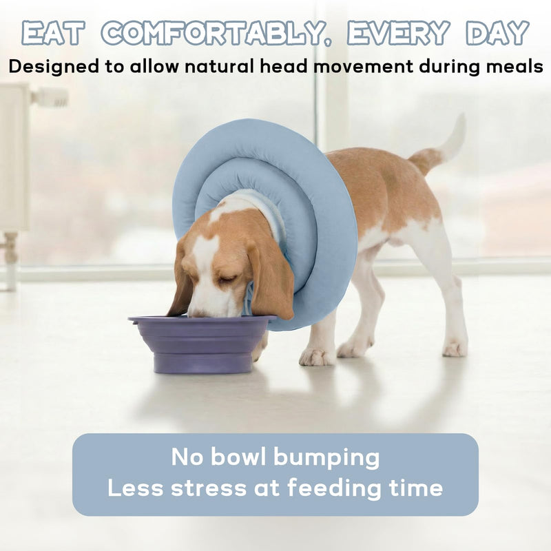 Dog Recovery Collar for Neck & Upper Body Wounds, Soft Donut Elizabethan Collar Alternative, Waterproof Dog Neck Protection with Drawstring, Comfortable Post-Surgery Collar, Dusty Blue XXL