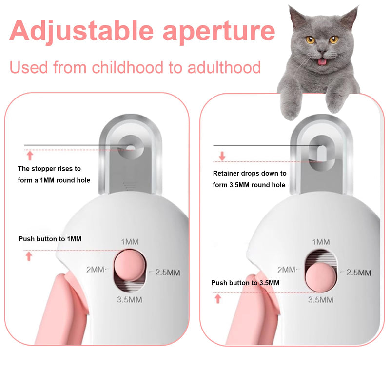 Wanheart Cat Nail Clipper with Hidden File & Debris Catcher – Adjustable Round Hole Pet Nail Trimmer for Cats, Kittens & Small Animals | Safe No-Mess Grooming Tool (Pink) Pink - PawsPlanet Australia