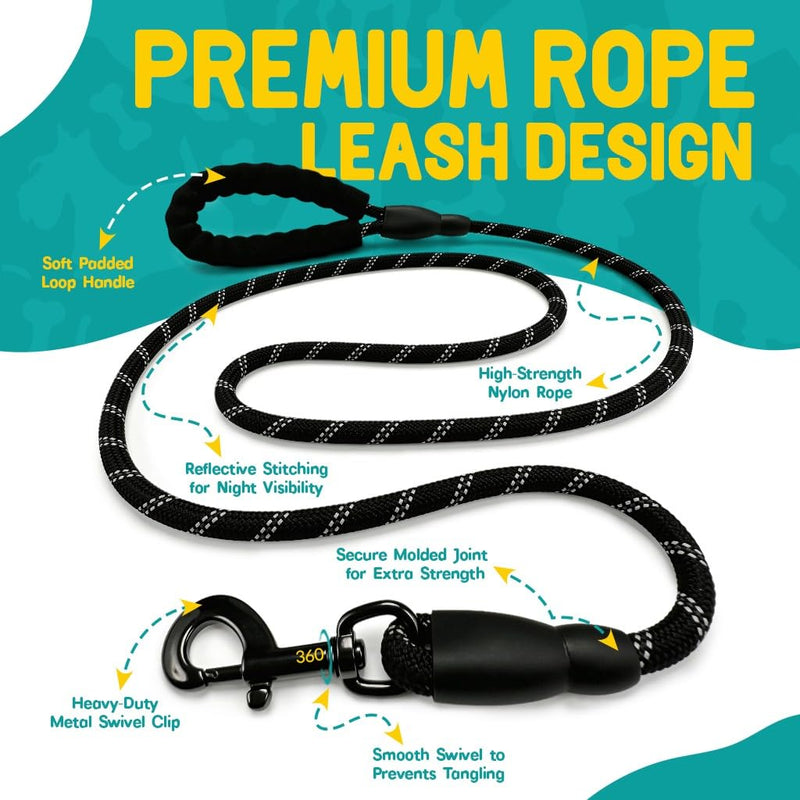 No Pull Dog Harness and Leash Set for Large Dogs – Adjustable Reflective Breathable Soft Padded Easy Control Dog Harness for Training & Walking, Black (Large) Large (Neck: 14.2"-22.4", Chest: 18.9"-33.1") - PawsPlanet Australia