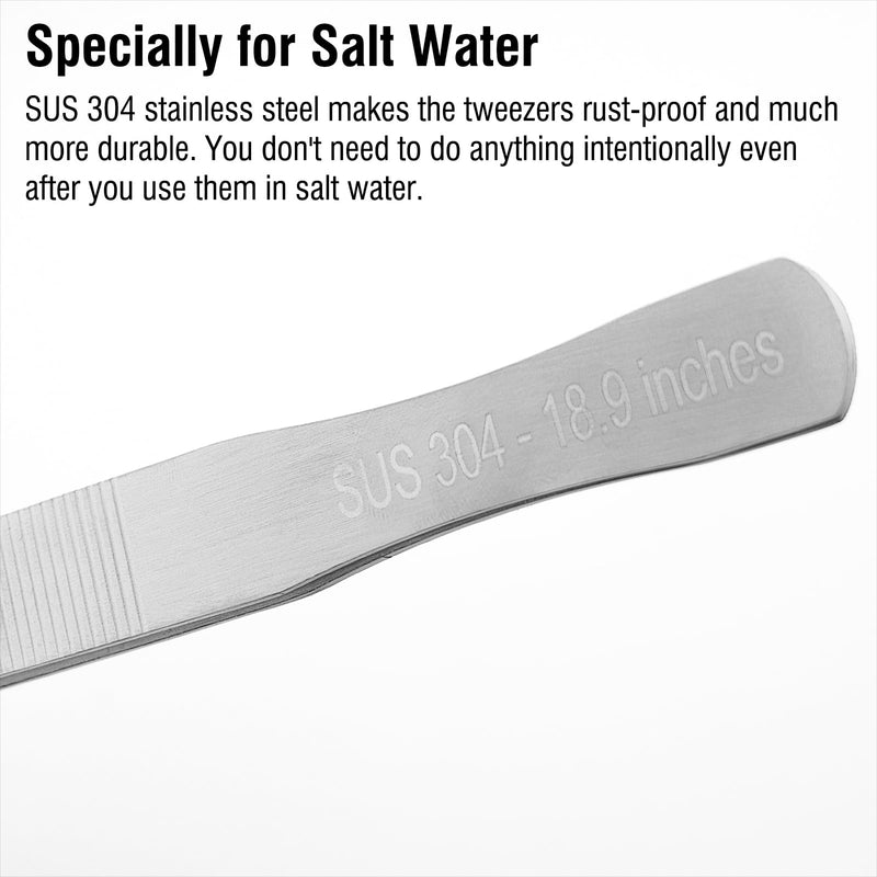 18.9 inch Heavy Duty Extra Long Tweezers for Salt & Fresh Water Fish Tank, Curved SUS 304 Stainless Steel Aquascape Tweezers for Aquarium & Terrarium, Large Metal Snake Feeding Tongs - PawsPlanet Australia