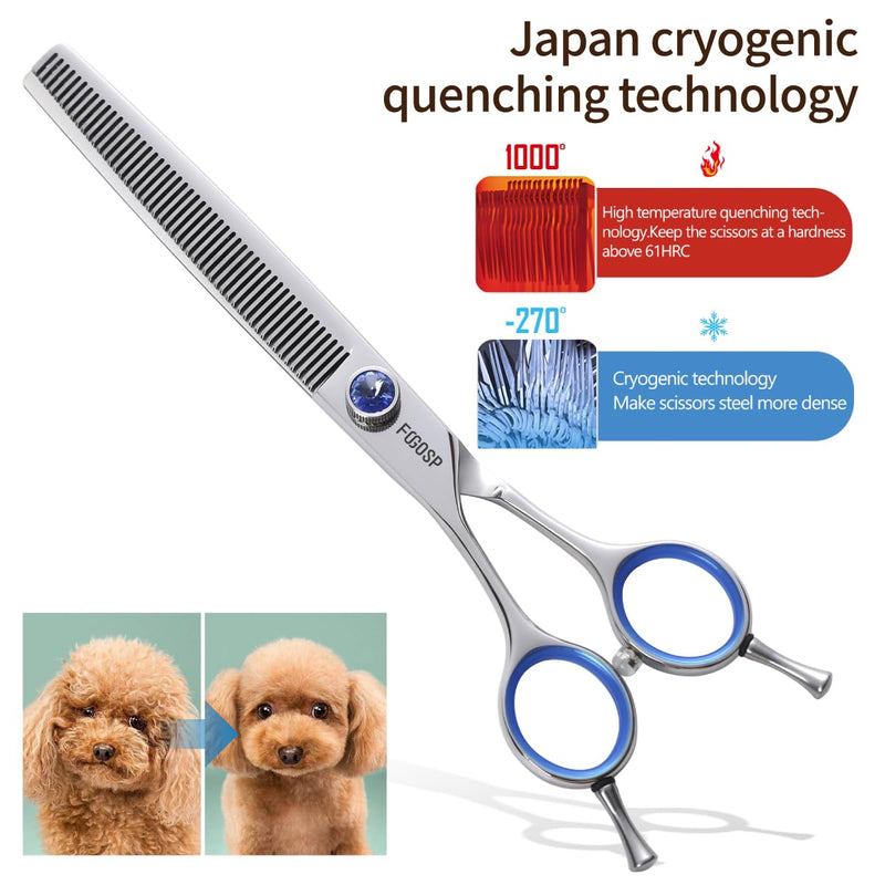 Left Handed Thinning Shears for Dogs 7in Professional Dog Thinning Shears for Grooming 56 Teeth Dog Grooming Scissors for Pet Cat Japanese 440C Stainless Steel(7.0'' Blending) 7.0 inch - PawsPlanet Australia