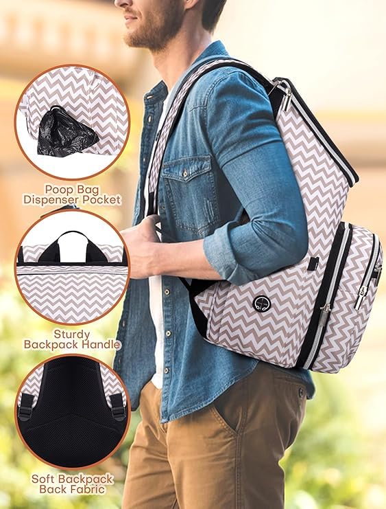 BAGLHER Travel Dog Backpack - Detachable Travel Dog Food Container for Pet Supplies Dog Gear Backpack,Dog Bag for Traveling with 2 Silicone Collapsible Bowls and 2 Food Baskets white Medium - PawsPlanet Australia