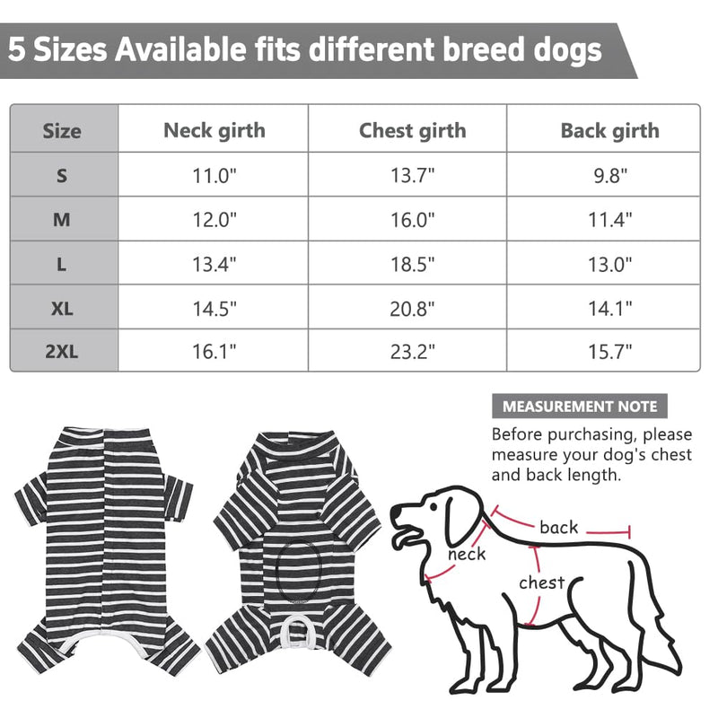 Dog Surgery Recovery Suit for Female Male Puppy,Dog Bodysuit Long Sleeve Prevent Shedding and Licking Wound,Dog Pajamas,E-Collar Cone Alternative(Black White Stripe-m) m black - PawsPlanet Australia