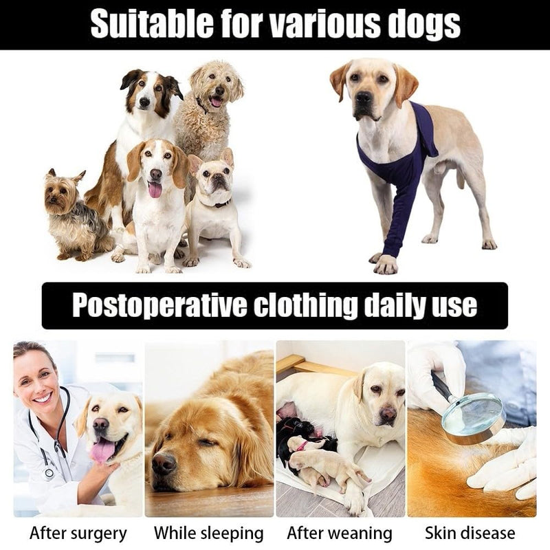 DONGKER Dogs Anti-licking Protection Sleeve, Dog Surgery Recovery Sleeves With Magic Stickers for Pet Front Leg Injury Recover Sprains M