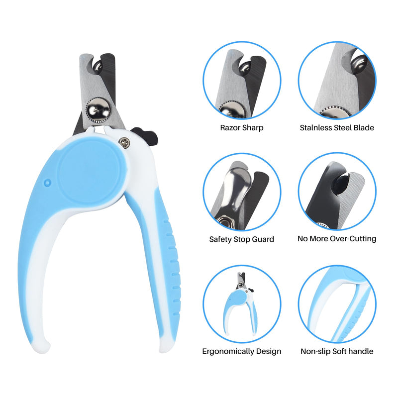 Pet Nail Clippers, Dog Nail Trimmers with Safety Guard to Avoid Excessive Cutting Nails, Dog Grooming Clippers has a Variety of Colors Suitable for Dogs, Cats and Other Pets（Blue） Blue - PawsPlanet Australia