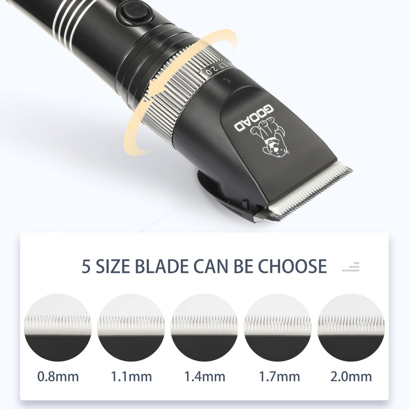 Dog Clippers for Grooming, Cordless,Low Noise, Electric Quiet,Rechargeable, Dog Trimmer Grooming Kit, Pet Hair Clippers for Thick Coats, Shaver Clippers for Small and Large Dogs Cats,Black Black - PawsPlanet Australia